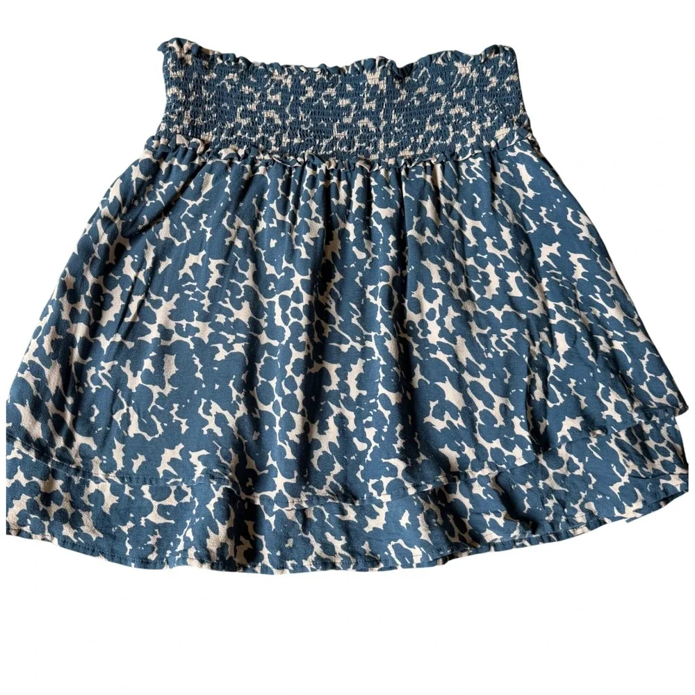 Rails Mini Skirt Addison Pull On Ruffle Turquoise Textured Spots Blue Small